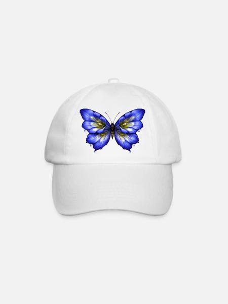 Leuchtender Enzian-Schmetterling - Baseballkappe - Weiß/Weiß