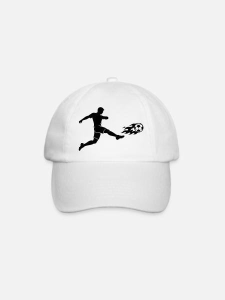 Fussball Stürmer Silhouette - Baseballkappe - Weiß/Weiß