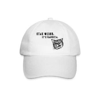 Stay Weird – Gangsta Katze Statement Art - Baseballkappe - Weiß/Weiß - Vorne
