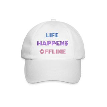 Life Happens Offline - Baseballkappe - Weiß/Weiß - Vorne