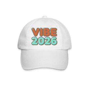 Retro Vibe 2026 Typografie Schriftzug - Baseballkappe - Weiß/Weiß - Vorne