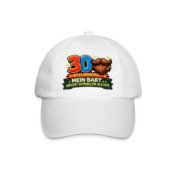 Offiziell 30: Mein Bart wächst schneller - Baseballkappe - Weiß/Weiß - Vorne