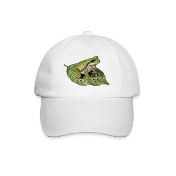 Grüner Frosch auf Blatt - Baseballkappe - Weiß/Weiß - Vorne