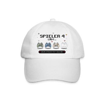 Spieler 4 lädt - Baby Ankündigung - Baseballkappe - Weiß/Weiß - Vorne