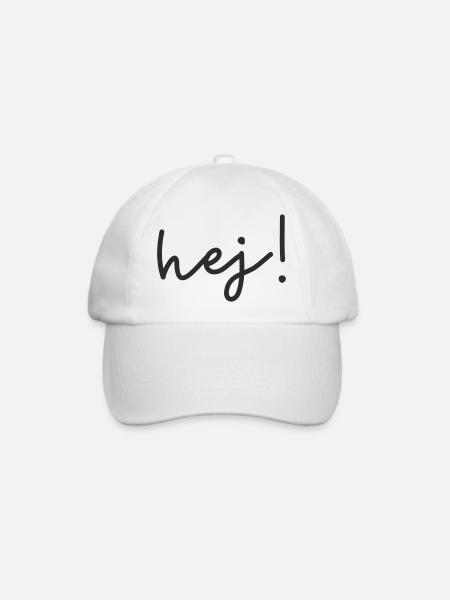 Hej – Skandinavisches Wortdesign - Baseballkappe - Weiß/Weiß