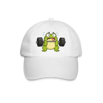 Lustiger Frosch im Fitnessstudio Gewichte heben - Baseballkappe - Weiß/Weiß - Vorne