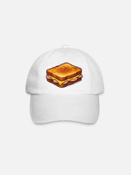Käse-Sandwich Pop-Art Illustration - Baseballkappe - Weiß/Weiß