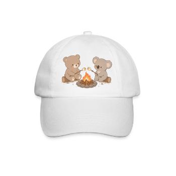 Bär und Koala am Lagerfeuer mit Marshmallows  - Baseballkappe - Weiß/Weiß - Vorne