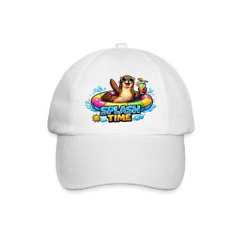 SPLASHZEIT Otter im Schwimmring - Baseballkappe - Weiß/Weiß - Vorne