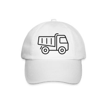 Muldenkipper-Minimal-Linienzeichnung - Baseballkappe - Weiß/Weiß - Vorne