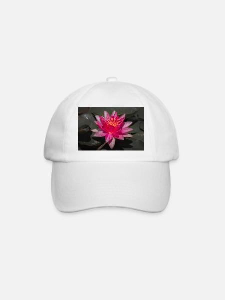 Seerose in Blüte - Nahaufnahme - Baseballkappe - Weiß/Weiß