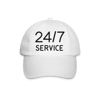 24/7 Service-Hotline-Symbol rund um die Uhr Unterstützung Sy - Baseballkappe - Weiß/Weiß - Vorne