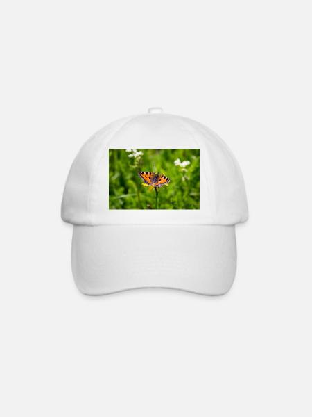 Schmetterling im Portrait - Baseballkappe - Weiß/Weiß