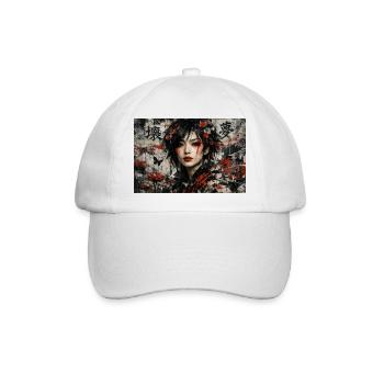 Asia Japan Punk Art Anime Girl Grunge Street Style - Baseballkappe - Weiß/Weiß - Vorne