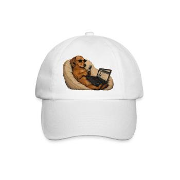 Hunde-Dackel-Laptop-Humor - Baseballkappe - Weiß/Weiß - Vorne