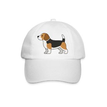 Beagle Farbblock-Illustration - Baseballkappe - Weiß/Weiß - Vorne