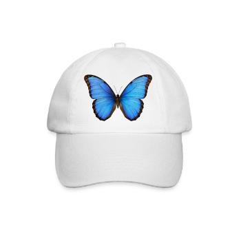 Blue Morpho Butterfly Realistischer Stil - Baseballkappe - Weiß/Weiß - Vorne