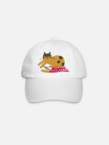 Füttere mich und lass Katze Illustration - Baseballkappe - Weiß/Weiß