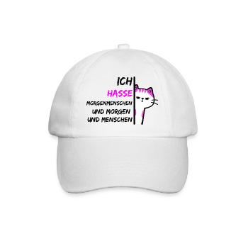 ICH HASSE MORGENMENSCHEN UND MORGEN UND MENSCHEN - Baseballkappe - Weiß/Weiß - Vorne