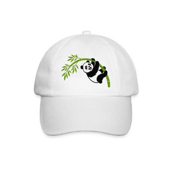 Panda hängt am Bambusbogen - Baseballkappe - Weiß/Weiß - Vorne