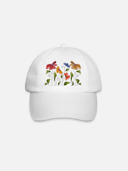 Blumen - Baseballkappe - Weiß/Weiß