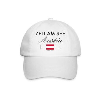 Zell am See Österreich Koordinaten Reise Souvenir - Baseballkappe - Weiß/Weiß - Vorne