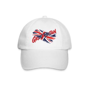 Great Britain Union Jack Flagge – Grunge-Typografie - Baseballkappe - Weiß/Weiß - Vorne