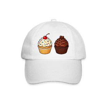 Cupcake Duo: Vanille & Schoko - Baseballkappe - Weiß/Weiß - Vorne