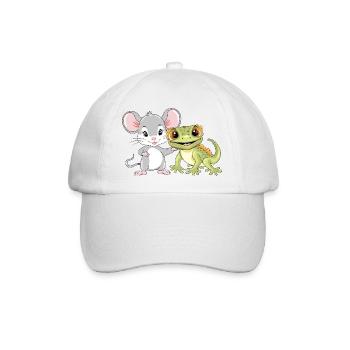 Little_mouse_and_gecko_are_best_friends - Baseballkappe - Weiß/Weiß - Vorne