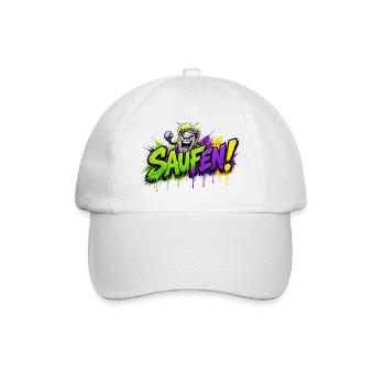 Saufen Neon Graffiti Bierkan - Baseballkappe - Weiß/Weiß - Vorne