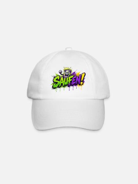 Saufen Neon Graffiti Bierkan - Baseballkappe - Weiß/Weiß
