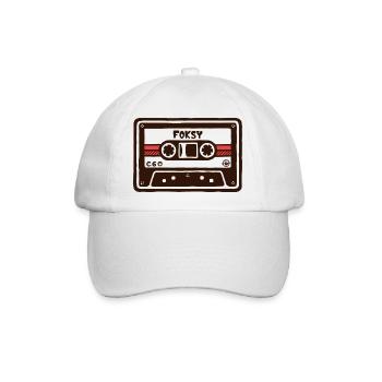Retro C60 Kassetten-Comic-Kunst - Baseballkappe - Weiß/Weiß - Vorne