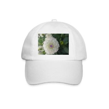 Weiße Dahlia Eveline – Botanisches Blumenfoto - Baseballkappe - Weiß/Weiß - Vorne