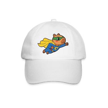 Niedliches Capybara-Superhelden-Umhang-Tierliebhaber-Geschenk - Baseballkappe - Weiß/Weiß - Vorne