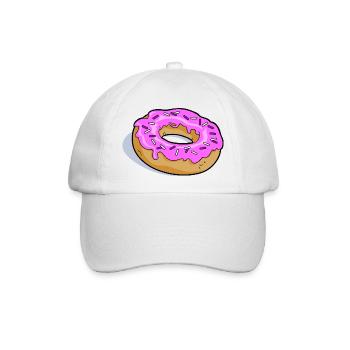 Pink Glasierter Donut PopArt - Baseballkappe - Weiß/Weiß - Vorne