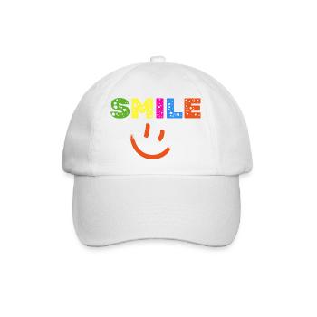 Smile Farbexplosion, Gute Laune Shirt, Statement  - Baseballkappe - Weiß/Weiß - Vorne