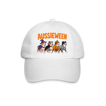  Aussieween Australian Shepherd Halloween Kostüm - Baseballkappe - Weiß/Weiß - Vorne