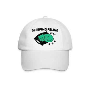 Schlafende Katze Kissen Logo - Baseballkappe - Weiß/Weiß - Vorne