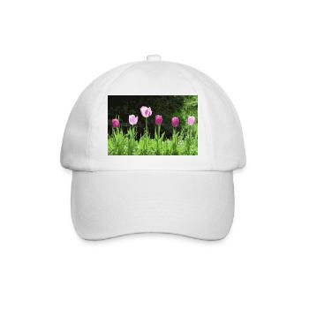 Tulpen im Frühling - Baseballkappe - Weiß/Weiß - Vorne