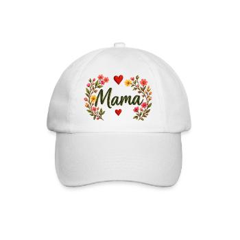 Watercolor Floral Mama Cute Mother's Day T-Shirt - Baseballkappe - Weiß/Weiß - Vorne