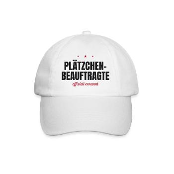 Plätzchen-Beauftragte – offiziell ernannt - Baseballkappe - Weiß/Weiß - Vorne
