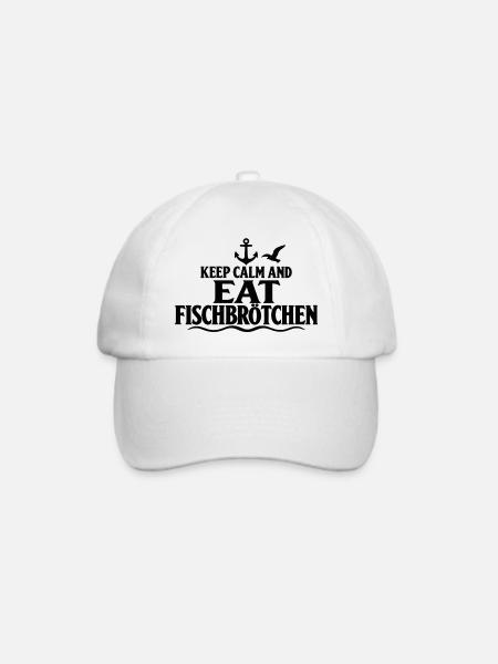 Fischbrötchen – Keep Calm an der Küste - Baseballkappe - Weiß/Weiß