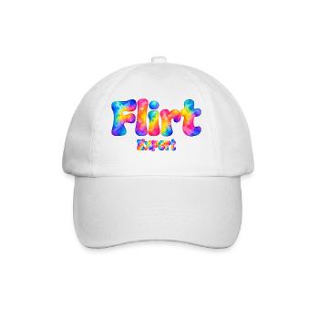 Flirt Expert – Bunter Aquarell Spruch mit Humor - Baseballkappe - Weiß/Weiß - Vorne