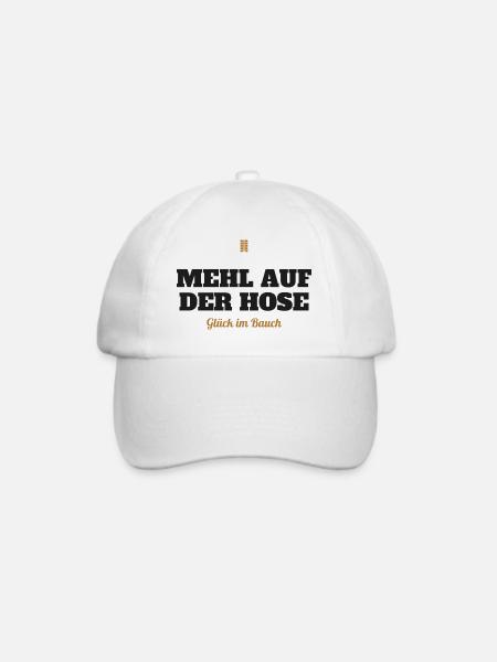 Mehl auf der Hose, Glück im Bauch – Backen - Baseballkappe - Weiß/Weiß