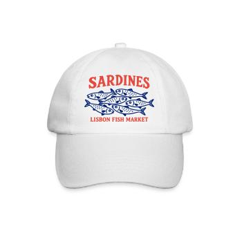 Vintage Lissabonner Fischmarkt Sardinen Portugal - Baseballkappe - Weiß/Weiß - Vorne