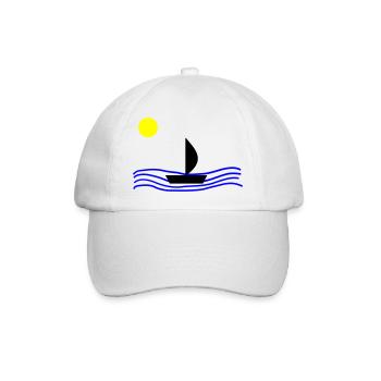 Mit dem Boot auf dem Meer - Baseballkappe - Weiß/Weiß - Vorne