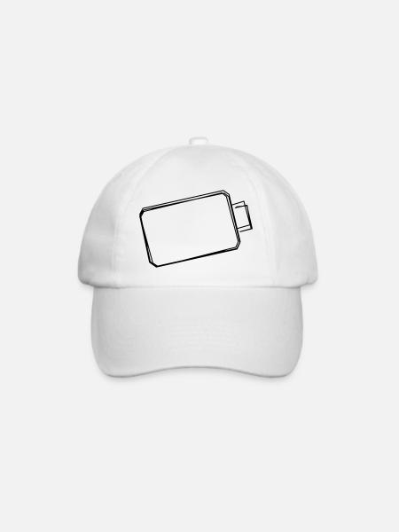 Batterie handgezeichnet - Baseballkappe - Weiß/Weiß