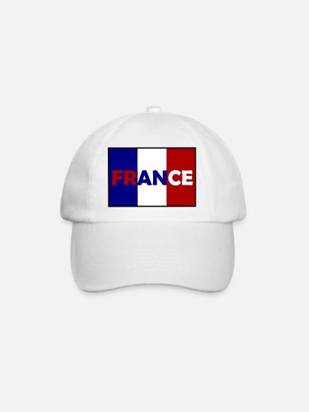 Französische Flagge Typo-Design - Baseballkappe - Weiß/Weiß