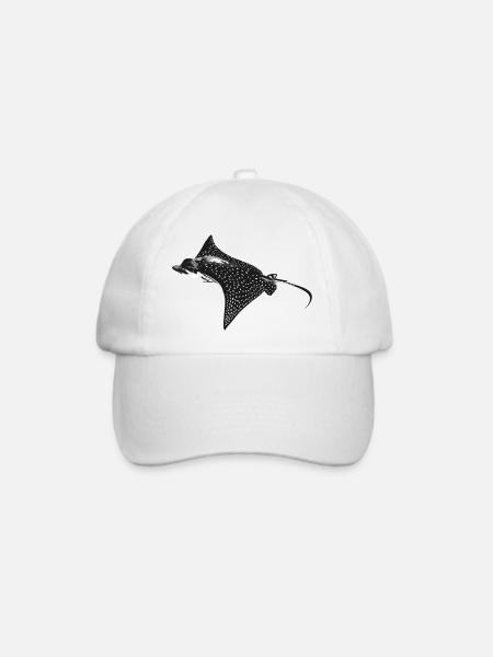 Monochrome Mantarochen Dot Muster - Baseballkappe - Weiß/Weiß