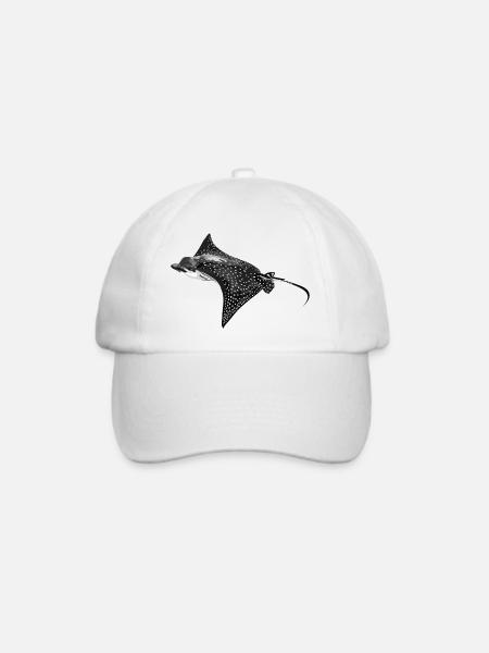 Gepunktete Rochen-Silhouette - Baseballkappe - Weiß/Weiß